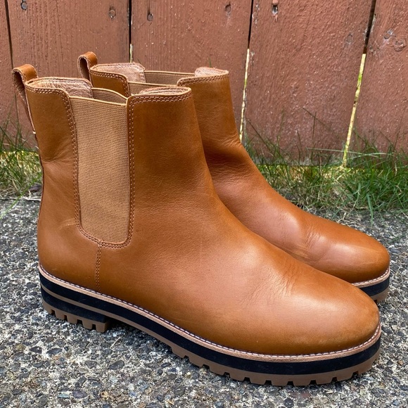 Madewell Shoes - Madewell Ivy Chelsea Pull On Boot Genuine Bison Leather - Cognac Brown Size 10